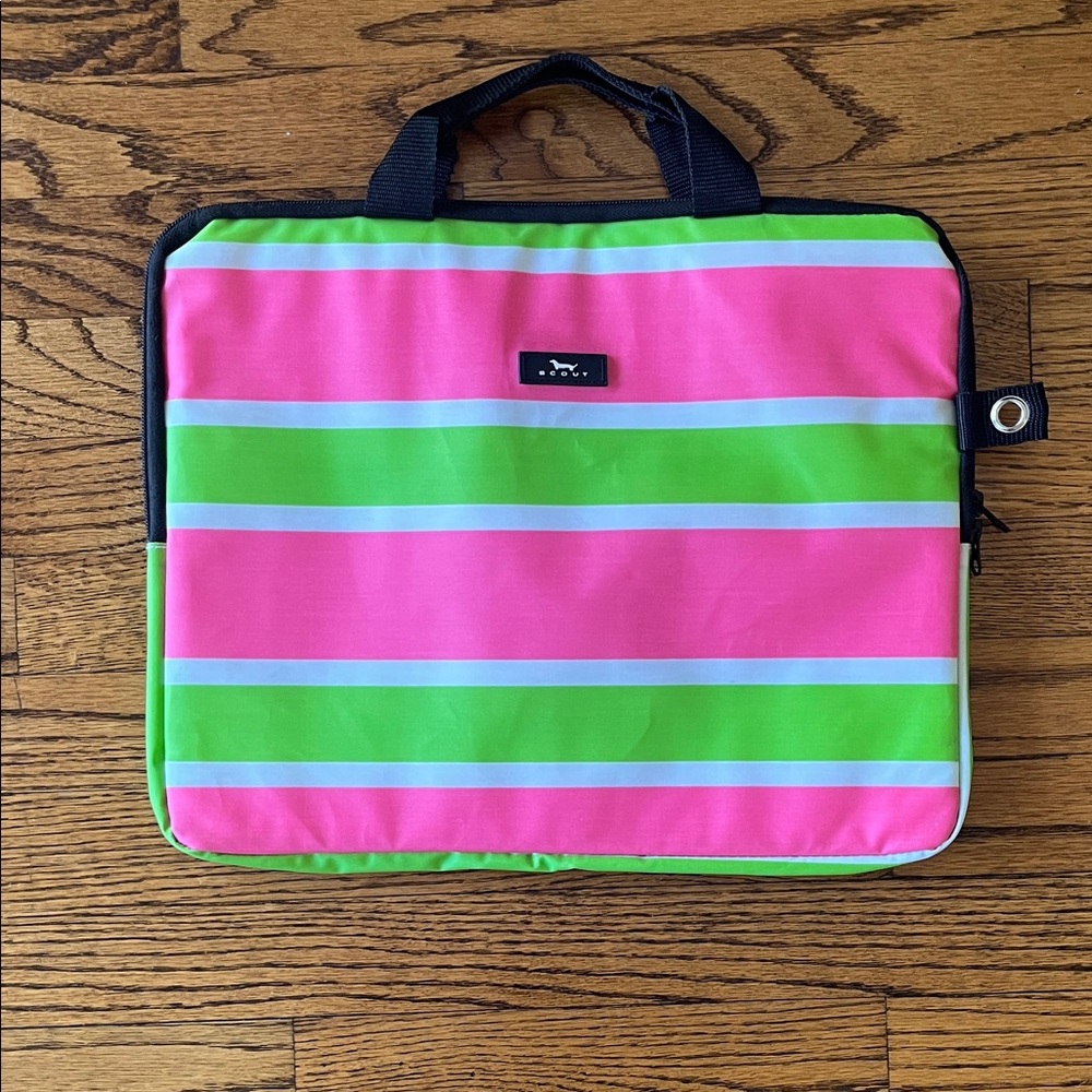 Scout Pink and Green Striped Laptop Sleeve